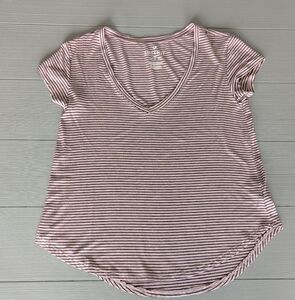 American Eagle AEO Soft & Sexy Purple/Black Striped Vneck Short Sleeve Tshirt XS
